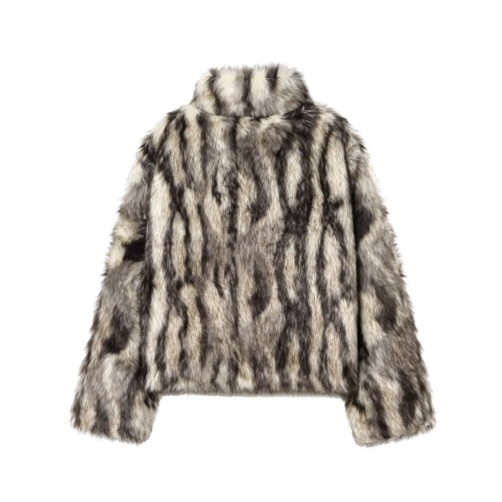 Women Clothing Fashionable Light Mature Artificial Fur Effect Coat Jacket