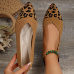 Brown Point Toe Mesh Flat Slip-Ons