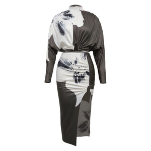 Women Clothing Printed Sexy Printed Long Sleeve Skirt Two Piece Set