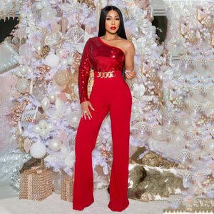 Shoulder Sleeve Sequin Stitching Slim Fit Bodysuit