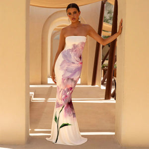 High Class Elegant Sexy Bandeau Slim Fit Long Holiday Dress