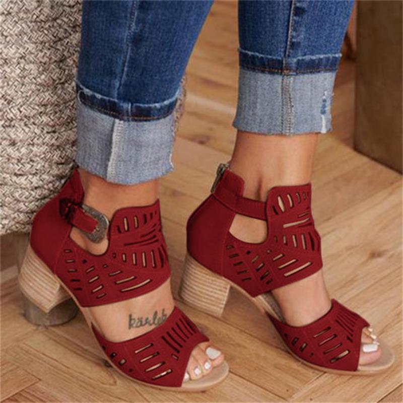 Women Wedge Sandals Mid Heel Summer Slip-on Buckle Ladies Shoes freeshipping - Sassy Nilah Boutique