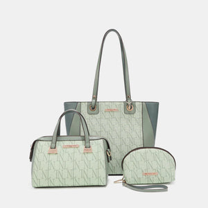 Nicole Lee USA 3-Piece Letter Print Texture Handbag Set