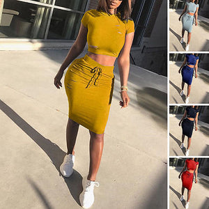 Two Piece Set Summer Dresses Women Sexy Patchwork Cocktail Party Bodycon Bandage Dress freeshipping - Sassy Nilah Boutique