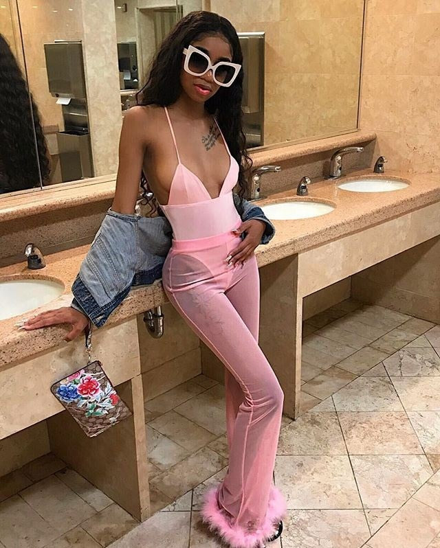 Summer Women See Through Mesh High Waist Pants and Long Sleeve Crop Top Sets Party Clubwear Sexy Faux Fur Outfit Two Piece Sets freeshipping - Sassy Nilah Boutique