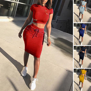 Two Piece Set Summer Dresses Women Sexy Patchwork Cocktail Party Bodycon Bandage Dress freeshipping - Sassy Nilah Boutique