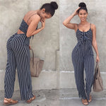 Dark Blue Stripe Bodycon Jumpsuits | Jumpsuits | Sassy Nilah Boutique