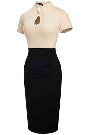 Round Neck Short Sleeve Pencil Dress