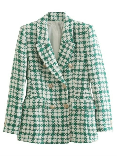 Spring Women Traf Jacket Ornate Button Tweed