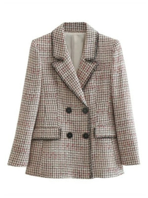 Spring Women Traf Jacket Ornate Button Tweed