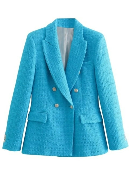 Spring Women Traf Jacket Ornate Button Tweed