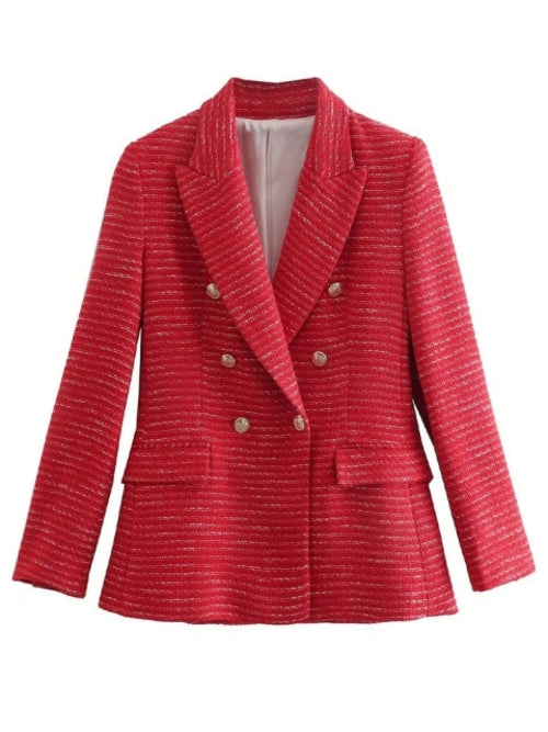 Spring Women Traf Jacket Ornate Button Tweed