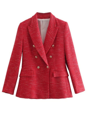 Spring Women Traf Jacket Ornate Button Tweed