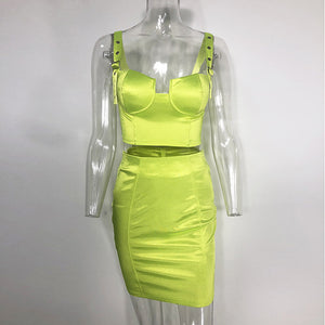 Off Green Satin Two Piece Set | Two Piece Dress | Sassy Nilah Boutique