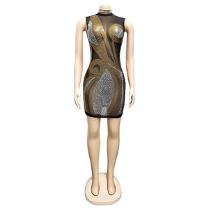 Mock Neck Dress | Gold Silver Dress | Sassy Nilah Boutique