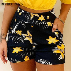 Women Off Shoulder Ruched Top & Tropical Print Shorts Set Two Pieces Set