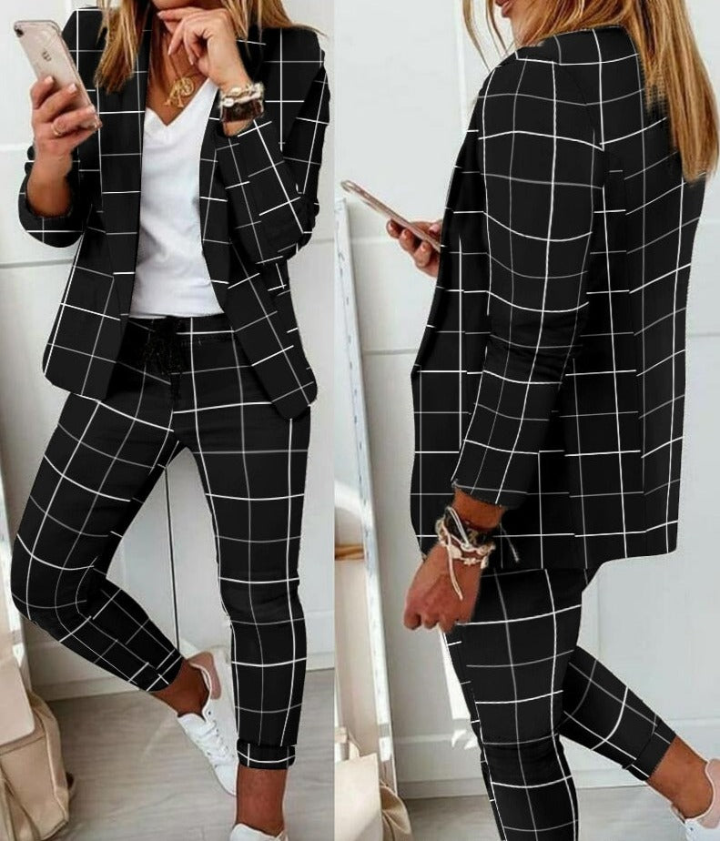 Women's Plaid printed Leisure Two-Piece Suit Set freeshipping - Sassy Nilah Boutique