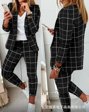 Women's Plaid printed Leisure Two-Piece Suit Set freeshipping - Sassy Nilah Boutique