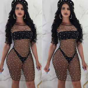 Women Perspective Summer Swimsuit Swimwear Beach Dress Cover Up Evening Bandage Party Cocktail Sexy Dress 2020 freeshipping - Sassy Nilah Boutique