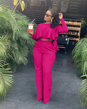 Ruffle Crop Top and Wide Leg Pant | Tpo & Pant | Sassy Nilah Boutique