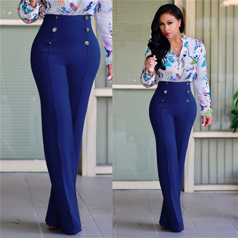 Women's High Waist Solid Color Trousers freeshipping - Sassy Nilah Boutique