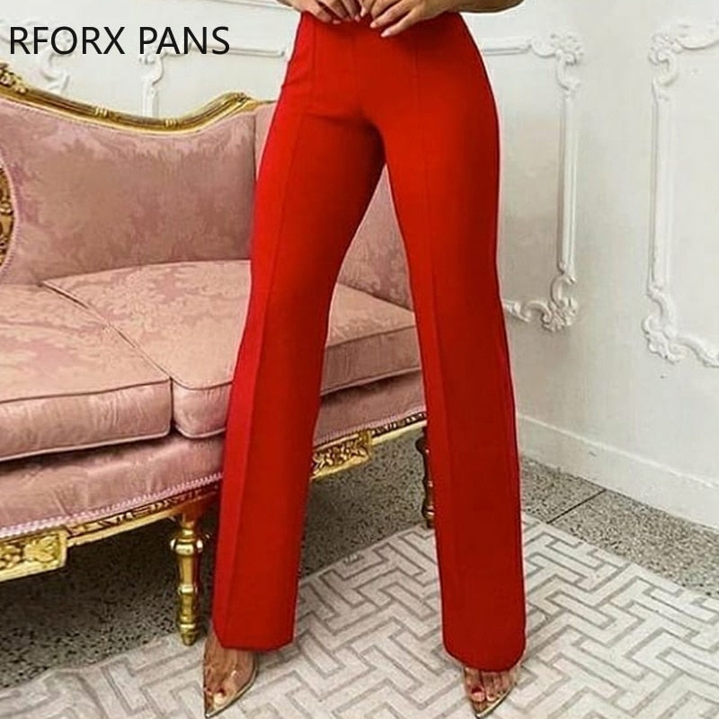 Women Solid Chic Deep V neck Button Casual Tank Sleeveness Blazer Straight Red Jumpsuit