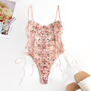 Women Teddy lingerie Sexy Underwear Erotic Corset Lace Mesh Sleepwear Nightwear  Embroidered strap one-piece sexy pajamas freeshipping - Sassy Nilah Boutique