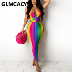 V-Neck Maxi Dress | Rainbow Print Long Dresses | Sassy Nilah Boutique