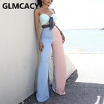 Two Piece Summer Chic Streetwear Suits Tie Up Tube Top & Loose Wide Leg Pants Set