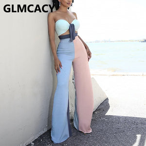 Two Piece Summer Chic Streetwear Suits Tie Up Tube Top & Loose Wide Leg Pants Set