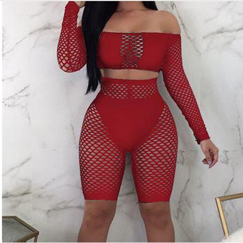 Women Summer Beach Bikini Cover-up Ladies Lace Crochet Swimsuit Cover Up Swimwear 2Pcs Mesh Push Up Top+Fishnet Shorts Beachwear freeshipping - Sassy Nilah Boutique