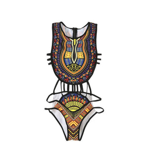 Africa Printed Tribal Style Swimsuit Swimwear freeshipping - Sassy Nilah Boutique