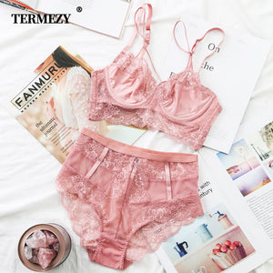 TERMEZY Classic Bandage Pink Bra Set Lingerie Push Up Brassiere Lace Underwear Set Sexy High-Waist Panties For Women underwear freeshipping - Sassy Nilah Boutique