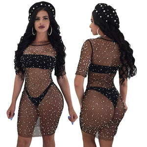 Women Perspective Summer Swimsuit Swimwear Beach Dress Cover Up Evening Bandage Party Cocktail Sexy Dress 2020 freeshipping - Sassy Nilah Boutique