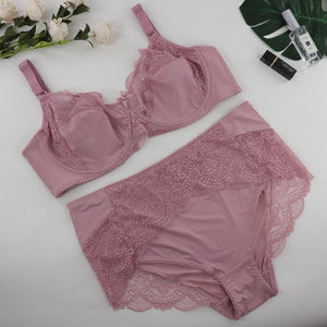 SoftRhyme Floral Lace Lingeries For Women Plus Size Bra Set D Cup XL 2XL 3XL 4XL 5XL 6XL Full Cup Bras And Ultra Thin Underpants freeshipping - Sassy Nilah Boutique