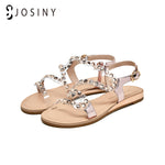 JOSINY 1.5CM Women's Shoes Flat Sandals Pink Silver Summer Beach