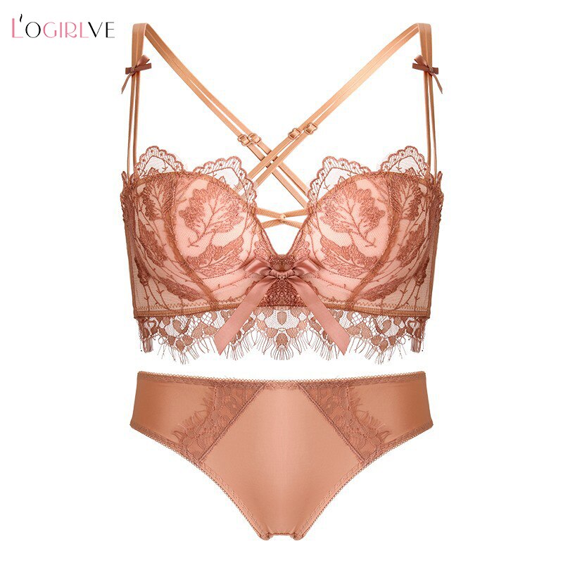 Logirlve Top Sexy Deep V Underwear Set Women Lingerie Set Lace Push Up