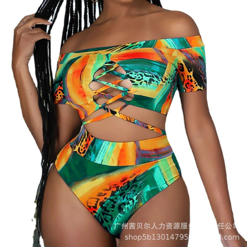 Bandage Hollow Printed Sexy Swimsuit | Sassy Nilah Boutique