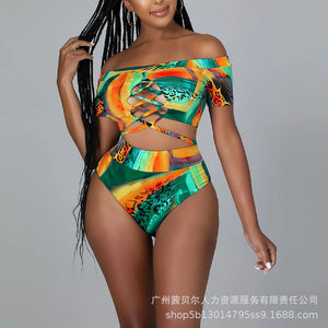 Bandage Hollow Printed Sexy Swimsuit | Sassy Nilah Boutique