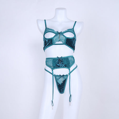 3 piece Green Lingerie Set | Women Hollow Out | Sassy Nilah Boutique