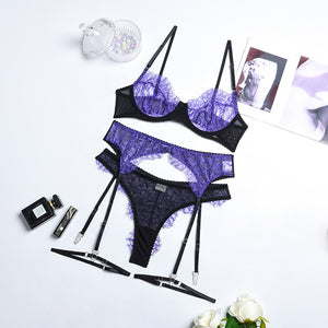 3 piece Women Patchwork | Lace Set Purple | Sassy Nilah Boutique