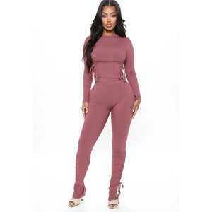 Long Sleeve Crop Top | Bodycon Trousers | Sassy Nilah Boutique