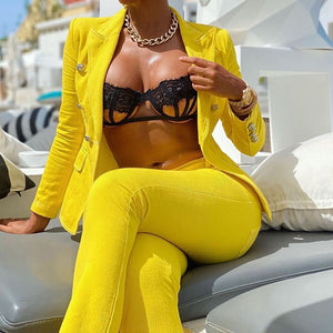 Women's Yellow Pant Suit | Pink Pantsuit | Sassy Nilah Boutique