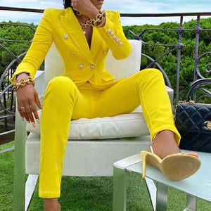 Women's Yellow Pant Suit | Pink Pantsuit | Sassy Nilah Boutique
