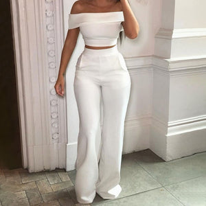 Zoctuo 2 Two Piece Set Women Lady Off Shoulder Crop Top And Long Pants Set Sexy 2022 Spring Tracksuit  Women's Clothing Outfits freeshipping - Sassy Nilah Boutique