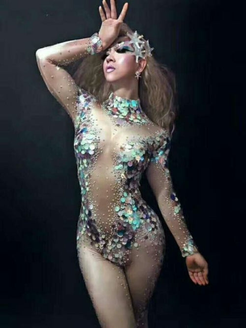 Mermaid Sequin Stage Jumpsuit | Party Bodysuits | Sassy Nilah Boutique