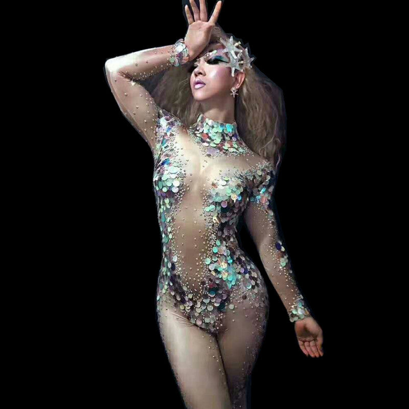 Mermaid Sequin Stage Jumpsuit | Party Bodysuits | Sassy Nilah Boutique