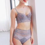 Women Underwear Set Push Up Bra + Panties Sexy Lace Embroidery