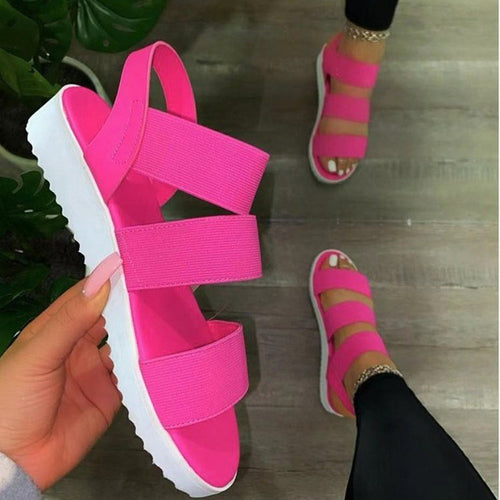 Woman Sandals Summer Casaul Platform Sandalias Soild Color Slip On