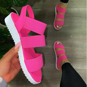 Woman Sandals Summer Casaul Platform Sandalias Soild Color Slip On